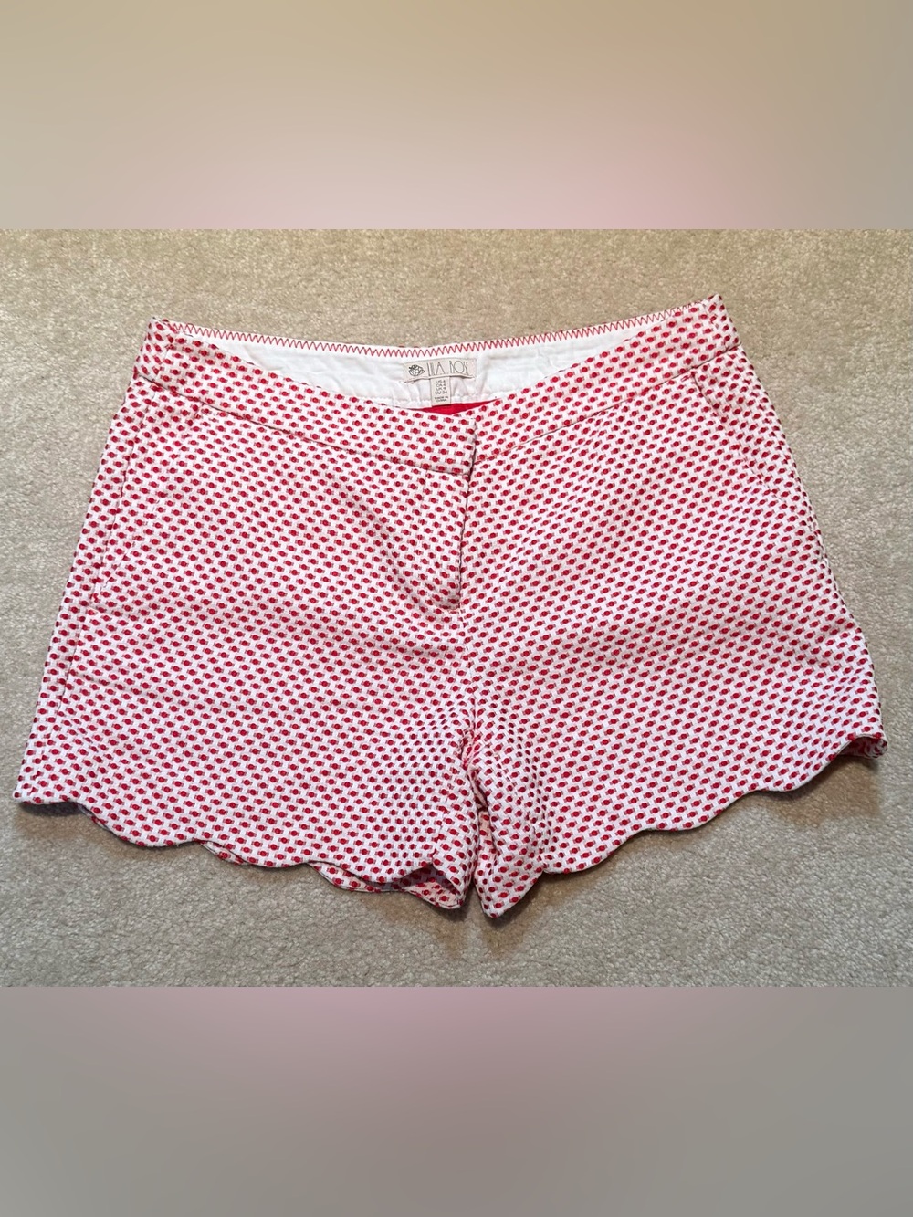 LILA ROSE Red Dot Scallop Hem Shorts 4